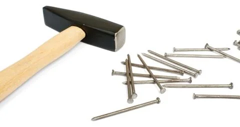 Hammer with nails Stock Photos