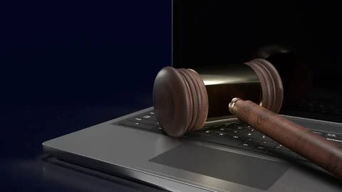 The hammer on notebook for law concept 3d rendering Stock Illustration