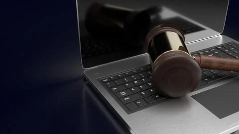 The hammer on notebook for law concept 3d rendering イラスト素材