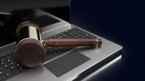 The hammer on notebook for law concept 3d rendering 스톡 일러스트
