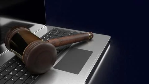 The hammer on notebook for law concept 3d rendering Stock Illustration