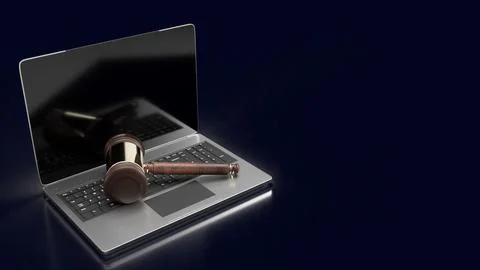 The hammer on notebook for law concept 3d rendering Stock Illustration
