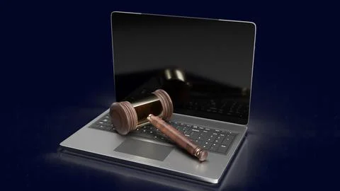 The hammer on notebook for law concept 3d rendering 스톡 일러스트