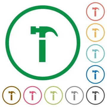 Hammer outlined flat icons イラスト素材
