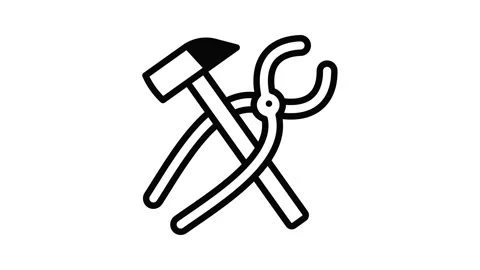 Hammer pliers blacksmith icon animation Stock Footage 151263218