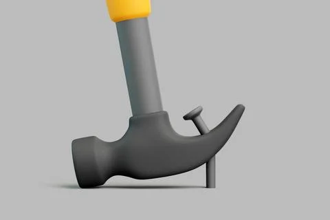 Hammer Pulling Nail Out of Surface on Gray Background Illustrazione stock