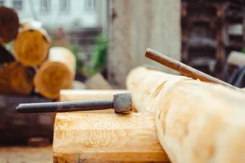 The hammer rests on the beam Stock Photos