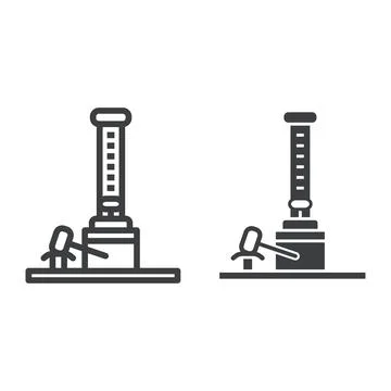 Hammer ride line and solid icon, The rides concept, Entertaining attraction Stock-Illustration