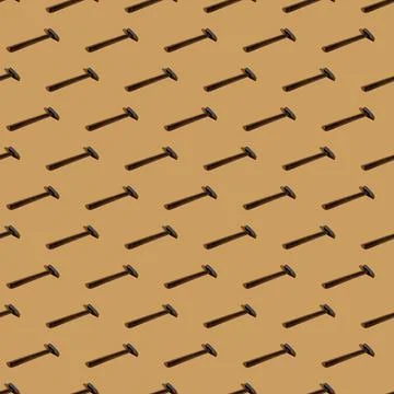 A hammer seamless pattern. Made in a flat style on a orange yellow background Stock Illustration