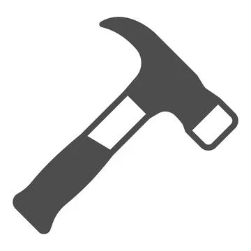 Hammer solid icon, construction tools concept, mallet vector sign on white Illustrazione stock