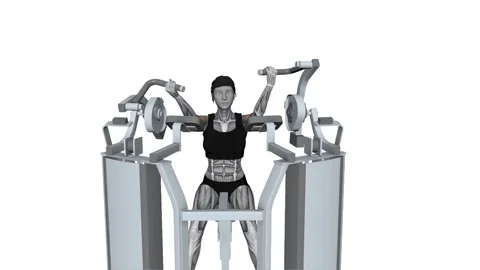 Hammer Strength MTS Iso-Lateral Biceps Curl Alternate Arm Female fitness exe Video stock 258821487
