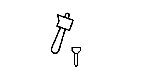 Hammer symbol icon animation isolated on white background Stock Footage 339048174