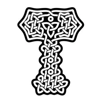 Hammer of Thor in celtic design. Mjolnir. Stock Illustration