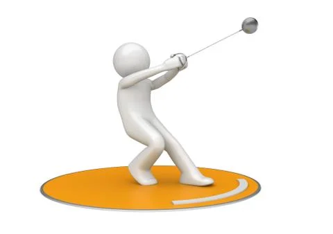 Hammer throwing (3d isolated on white background sports characters series) Stock-Illustration