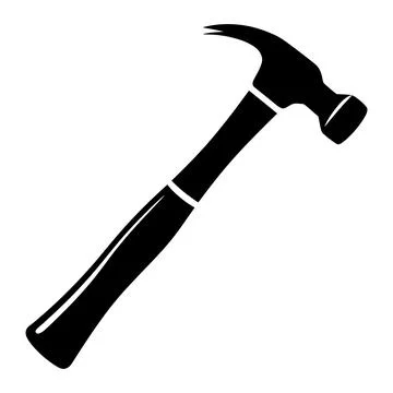 Hammer Tool Black Silhouette Icon Vector Illustration Stock Illustration