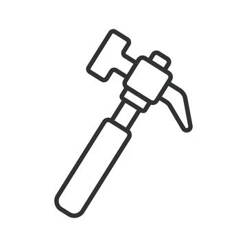 Hammer tool for construction icon in line design. Repair, work, carpentry Stock Illustration