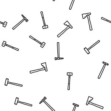 Hammer tool construction vector seamless pattern Stock Illustration
