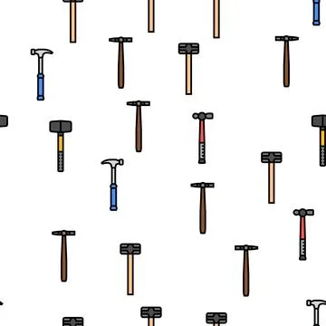 Hammer tool construction vector seamless pattern イラスト素材