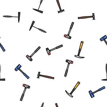 Hammer tool construction vector seamless pattern イラスト素材