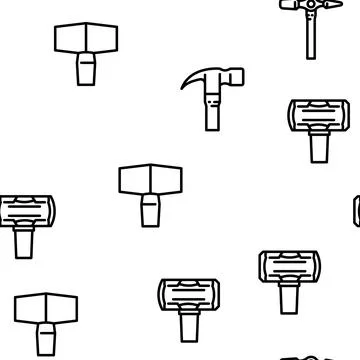 Hammer tool construction vector seamless pattern イラスト素材