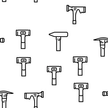 Hammer tool construction vector seamless pattern 스톡 일러스트