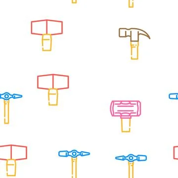 Hammer tool construction vector seamless pattern Stock Illustration