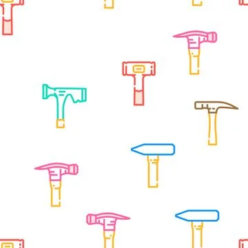 Hammer tool construction vector seamless pattern イラスト素材