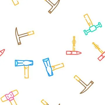 Hammer tool construction vector seamless pattern イラスト素材