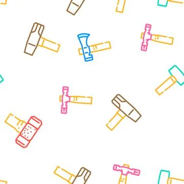 Hammer tool construction vector seamless pattern イラスト素材
