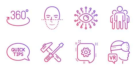 Hammer tool, Full rotation and Quickstart guide icons set. Vector イラスト素材