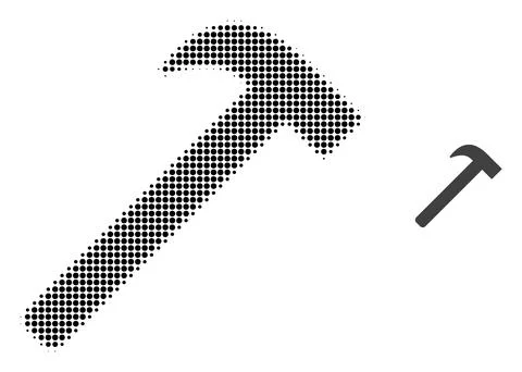 Hammer Tool Halftone Dot Icon Stock Illustration