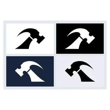 Hammer Tool Icon Vector Logo Design Set Ilustración de archivo