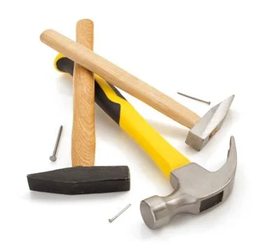 Hammer tool isolated on white Stock Photos