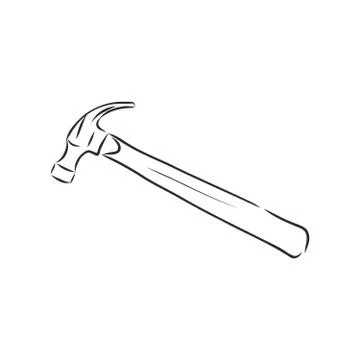 Hammer tool vector and illustration, black and white, hand drawn, sketch styl Stock Illustration