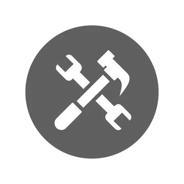 Hammer, tools, hand icon. Gray vector EPS. Stock Illustration