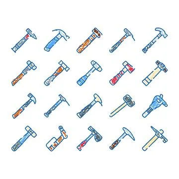 Hammer tools illustration selection on white background Stock Illustration