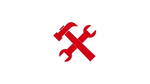 Hammer werench shape icon red color animation on white background Stock Footage 279011373