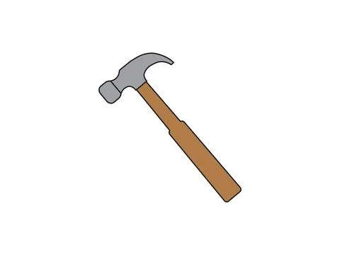 Hammer With Wooden Handle, Tool For Carpentry And Construction Projects. Stock Illustration