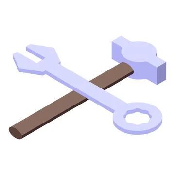 Hammer work key icon isometric vector. Wrench construction 스톡 일러스트