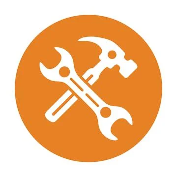Hammer, wrench, Maintenance tools icon logo Stock Illustration