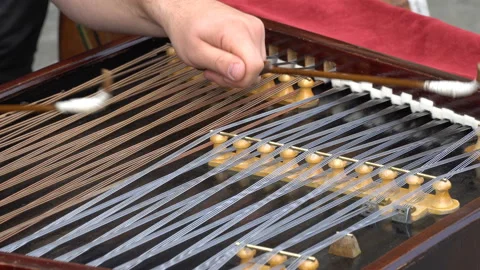 Hammered dulcimer with player hands with hammers. Stock Footage 106436395