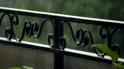 Hammered fence under the rain Stock Footage 11253201