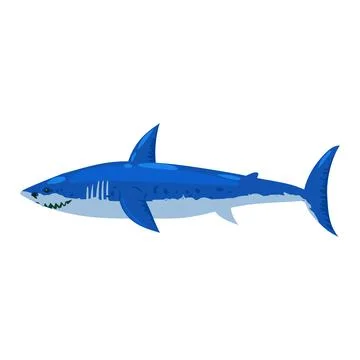 Hammerhead fish Shark underwater predator animal character, scary jaws fish Stock Illustration