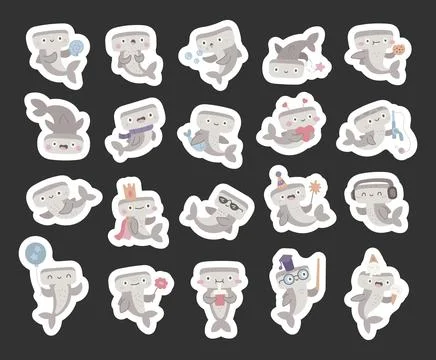 Hammerhead shark character set Stock Illustration