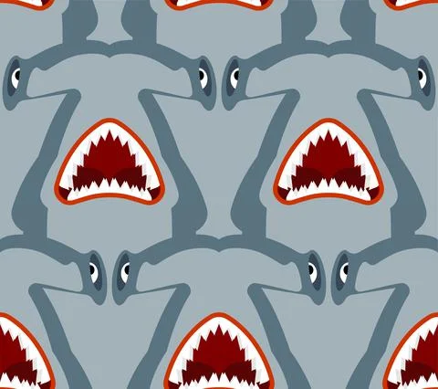 Hammerhead shark pattern seamless. Fish hammer background. marine predator te Stock Illustration