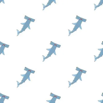 Hammerhead shark pattern seamless vector Stock Illustration