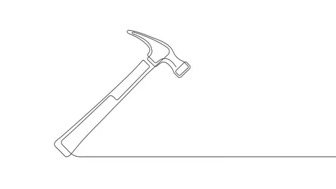 Hammer,icon.Drawing one line.Locksmith tool for work. Video stock 248310213