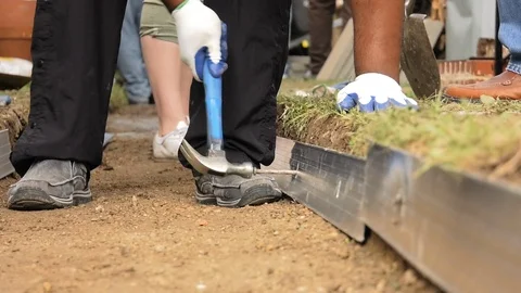 Hammering in Retaining Rail Stock Footage 89298171