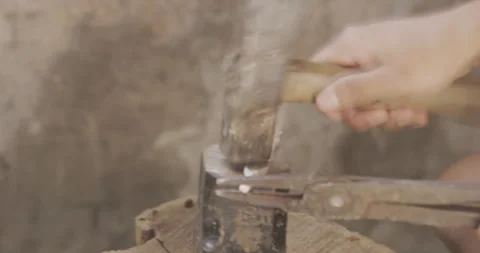 Hammering Silver object- flat Stock Footage 141363852