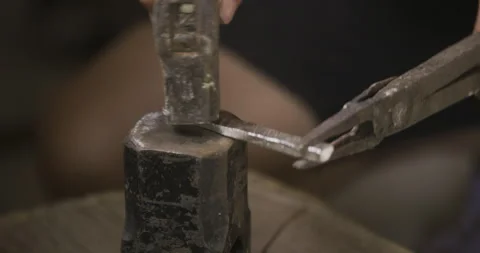 Hammering Silver point Stock Footage 141367299